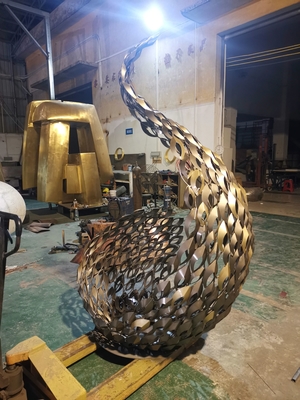 Customized Metal Lighting Sculpture Stainless Steel Water Corrugated Plate