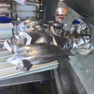 Small Portrait Stainless Steel Sculpture Cabinet Small Abstract Sculptures Brushed Matte