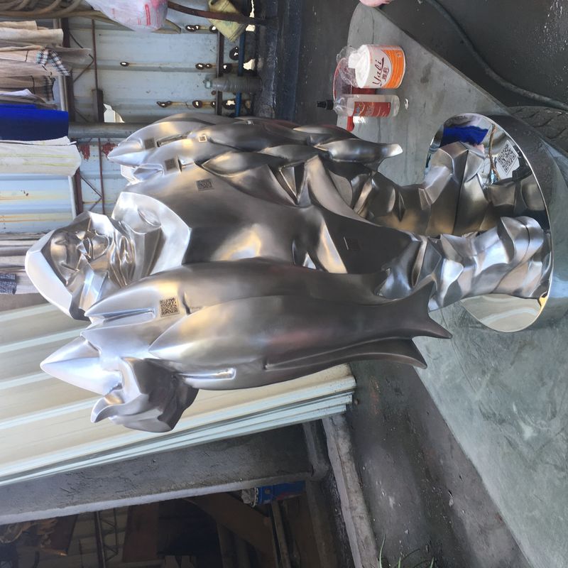 Small Portrait Stainless Steel Sculpture Cabinet Small Abstract Sculptures Brushed Matte